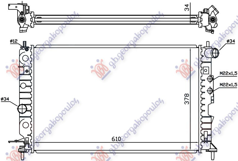Radiator për motor 1,6-1,816V A/C (61x37) (NISSENS)