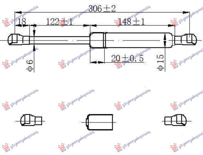 Amortizues (një) për derën e bagazhit sedan (305L-45N)