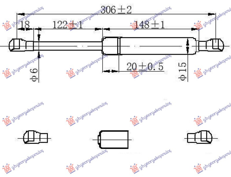 Amortizues (një) për derën e bagazhit sedan (305L-45N)
