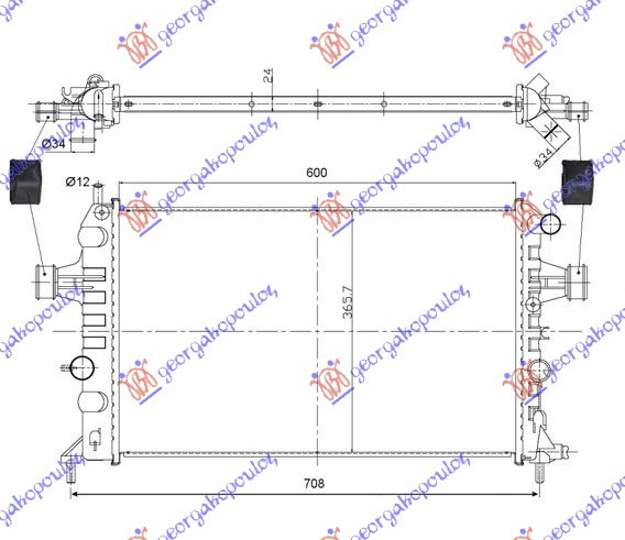 Radiator për motor 1,4-1,6-1,8 (me kondicioner) (60x37)
