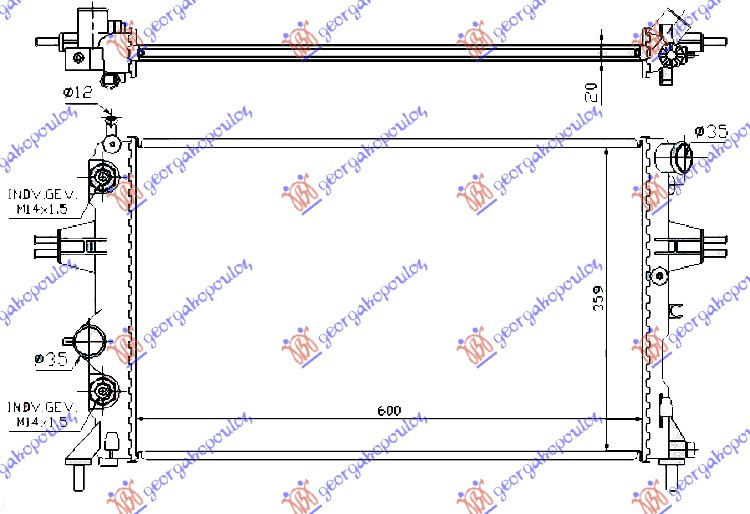 Radiator për motor 1.4-1.6-1.8 benzinë (me kondicioner) (marsh automatik) (610x378) (VALEO)