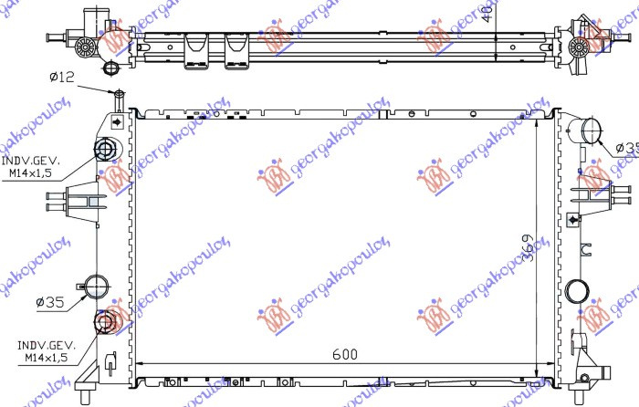 Radiator për motor 2.0-2.2 TD (marsh manual/automatik) dizel (600x370)