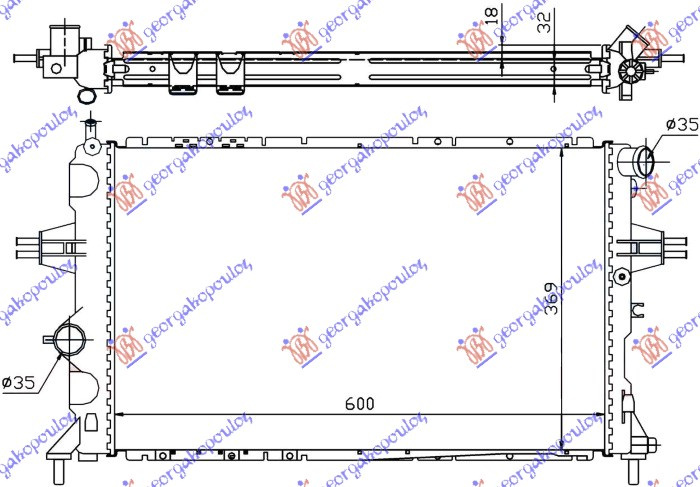 Radiator për motor 2.0-2.2 benzinë - 2.0-2.2 TD dizel (600x370)