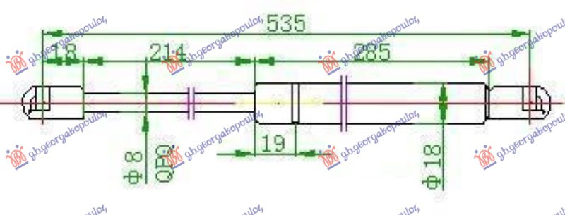 Amortizues (një) për derën e bagazhit 3/5 dyer (537L - 430N)