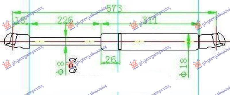 Amortizues (një) për derën e bagazhit karavan (571L-520N)