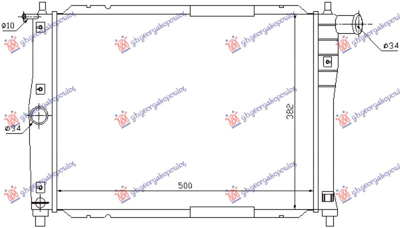 Radiator për motor 1.3-1.5-1.6 benzinë pa kondicioner (530x380)