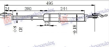 Amortizues (një) për derën e bagazhit (495L-190N)