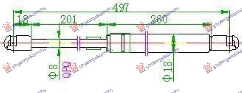 Amortizues (një) për derën e bagazhit (496L-270N)