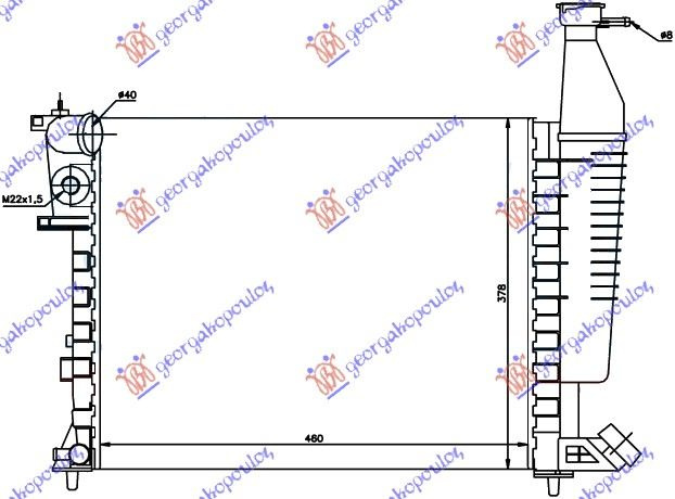 Radiator për motor 1,1cc (me/pa kondicioner) (46x37,8x23)