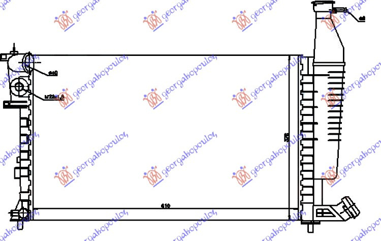 Radiator për motor 1.1-1.4-1.6-1.8cc 8V (me/pa kondicioner) (61x37,8)