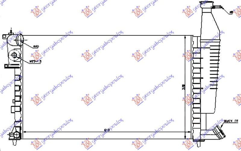 Radiator për motor 1.4-1.6-1.8 (me/pa kondicioner) (61x37,7x23) (VALEO CLASSIC)