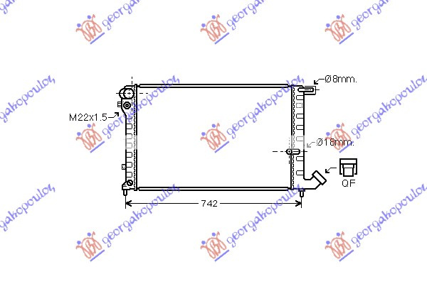Radiator për motor 1,8-1,9 (benzinë/dizel) (67x38) (pa tel sigurie)