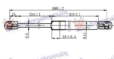 Amortizues (një) për derën e bagazhit (700L-670N)
