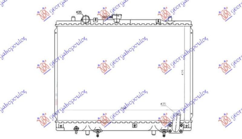 Radiator për motor 2.5 dizel (marsh automatik) (425x600) (KOYO)