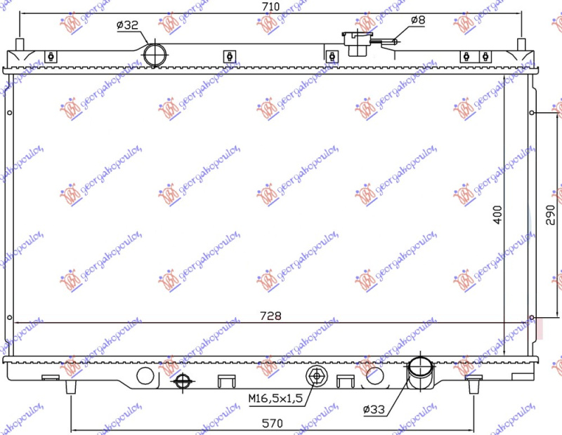 Radiator për motor 2,0i 16V (marsh automatik) (me/pa kondicioner) (40,5x73,6)