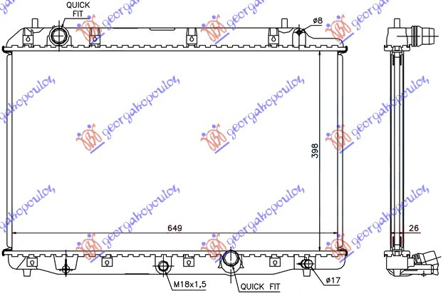 Radiator për motor 2.2 CTDi (39.5x65x26) (marsh manual) (KOYO)