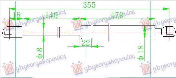 Amortizues (një) për xhamin e pasëm të bagazhit (355L-115N)