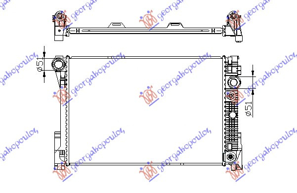 Radiator për motor 1,8-2,5-3,0i16V 24V (marsh automatik) (64x43)