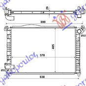 Radiator për motor 1,4-1,6CC (me kondicioner) (57,8x40)