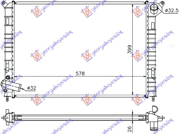 Radiator për motor 1.6cc 16V (me kondicioner) (ONE)