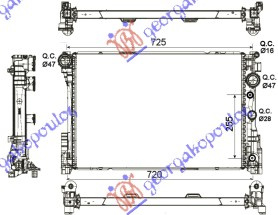 Radiator për motor 3.0-3.5 benzinë - 2.1-2.2-3.0 CDI dizel (marsh manual/automatik) (640x430)