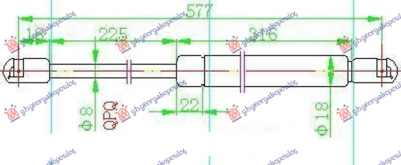Amortizues (një) për kofano (577L-270N)