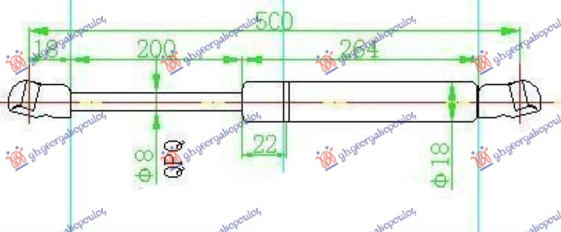 Amortizues (një) për derën e bagazhit (495L-330N)