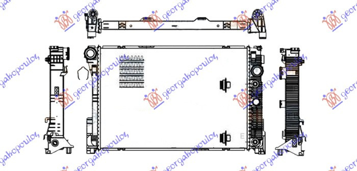 Radiator për motor 3.0-3.5 benzinë - 2.1-2.2-3.0 CDI dizel (marsh manual/automatik) (640x430) (MAHLE BEHR)