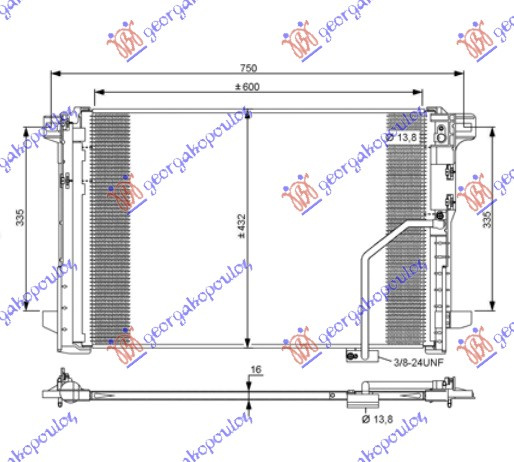 Radiator i kondicionerit benzinë/dizel (61x42x1,6)