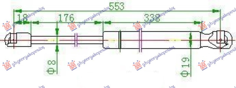 Amortizues (një) për derën e bagazhit 5 dyer (553L-715N)