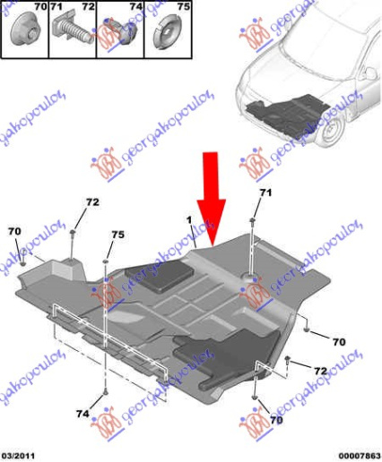 Mbrojtje/kapak nën motor 1.6-1.8 benzinë