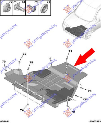 Mbrojtje/kapak nën motor 1.1-1.4 benzinë/ 1.9 dizel