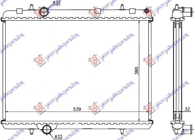 Radiator për motor 1.6 HDi (B) (38x56.2x3.2)