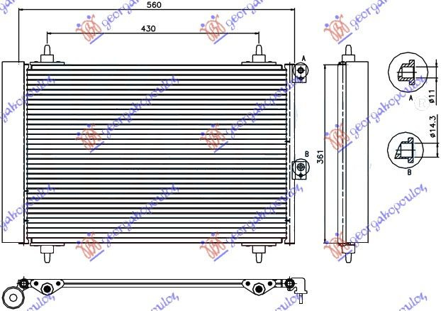 Radiator i kondicionerit 1,6 HDi (52x36x17)