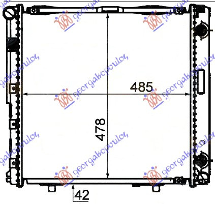 Radiator për motor 2.0-2.3 benzinë (marsh manual/automatik) (me/pa kondicioner) (49x49) (MAHLE BEHR PREMIUM LINE)