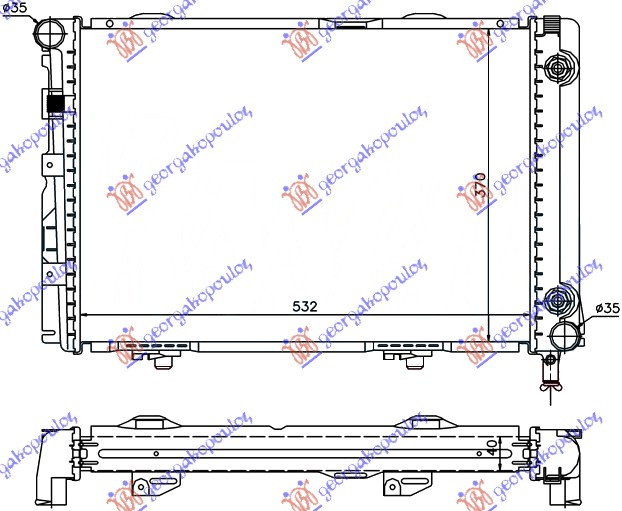 Radiator për motor 2.0-2.5 D-TD (53x37)