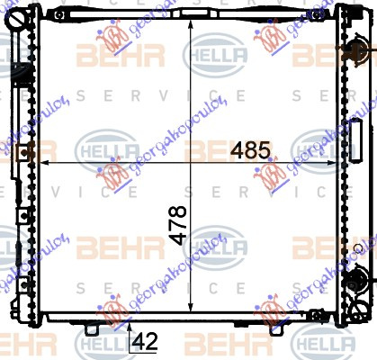 Radiator për motor 2.0-2.3 benzinë (marsh manual/automatik) (me/pa kondicioner) (49x49) (MAHLE BEHR)