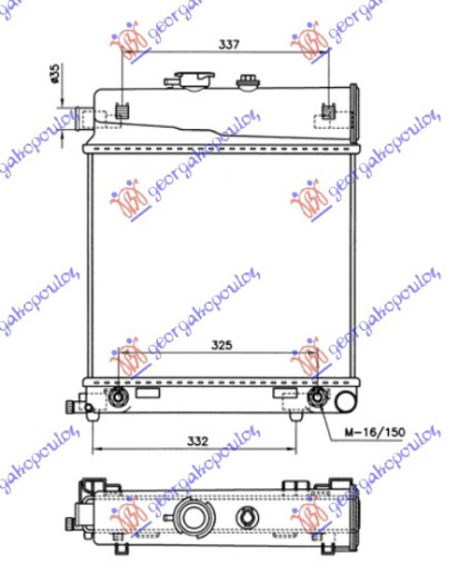 Radiator për motor 1.8-2.0-2.2-2.3 (marsh manual/automatik) (pa kondicioner) (36x43)