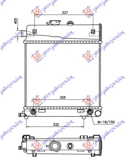 Radiator për motor 1.8-2.0-2.2-2.3 (marsh manual/automatik) (pa kondicioner) (36x43)