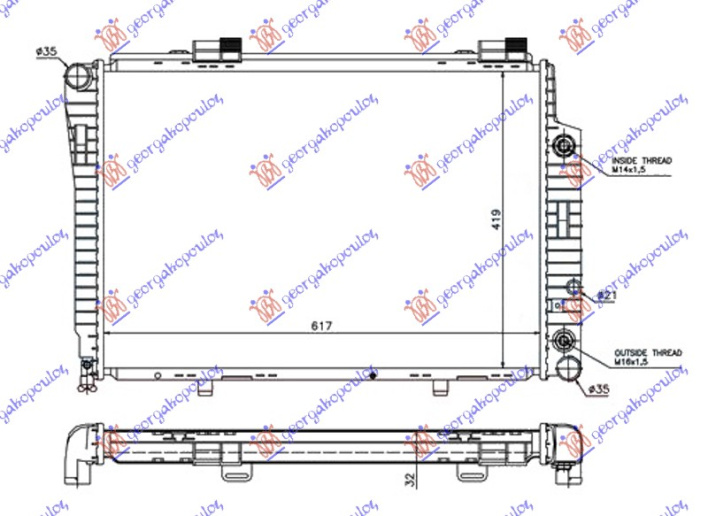 Radiator për motor të gjithë modelet dizel (marsh manual/automatik) (me kondicioner) (61,5x42)