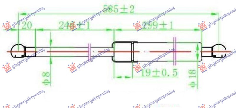 Amortizues (një) për derën e bagazhit (585L-500N)