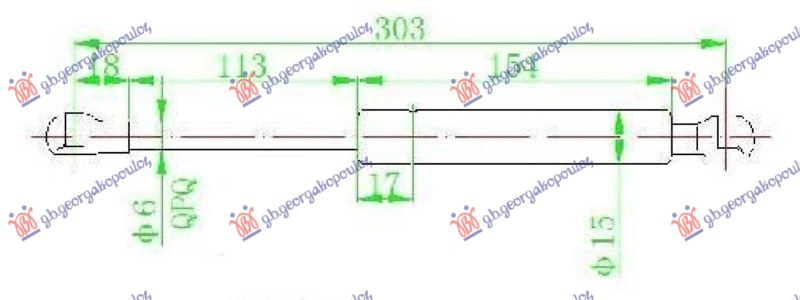 Amortizues (një) për xhamin e pasëm të bagazhit (303L-85N)