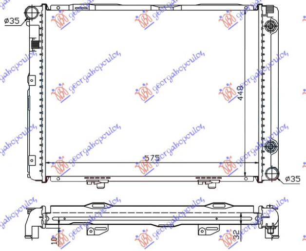 Radiator për motor 1.8-2.0-2.3benzinë (marsh manual/automatik) (me kondicioner) (57.5x45) (MAHLE BEHR PREMIUM LINE)