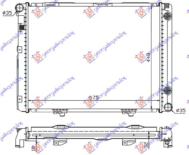 Radiator për motor 1.8-2.0-2.3benzinë (marsh manual/automatik) (me kondicioner) (57.5x45) (MAHLE BEHR PREMIUM LINE)