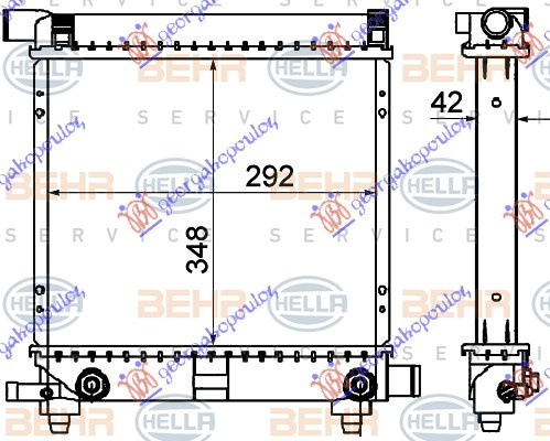 Radiator për motor 1.8-2.0-2.3benzinë (marsh manual/automatik) pa kondicioner (29x35) (MAHLE BEHR)
