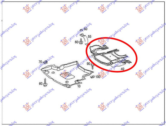 Mbrojtje/kapak nën motor nën ndëruesin e marsheve benzinë