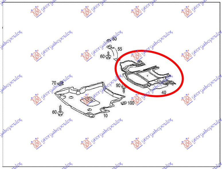 Mbrojtje/kapak nën motor nën ndëruesin e marsheve benzinë