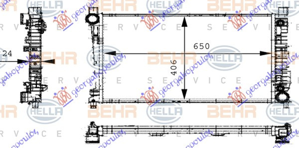 Radiator për motor të gjithë modelet benzinë/dizel (marsh manual/automatik) (650x410) (MAHLE BEHR)