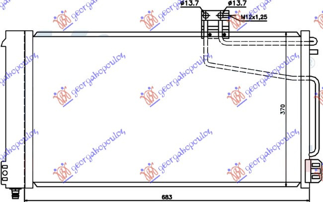 Radiator i kondicionerit të gjitha modelet dizel (64x37) VALV12m