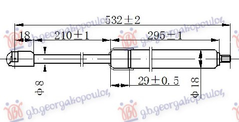 Amortizues (një) për kofano (525L-280N)
